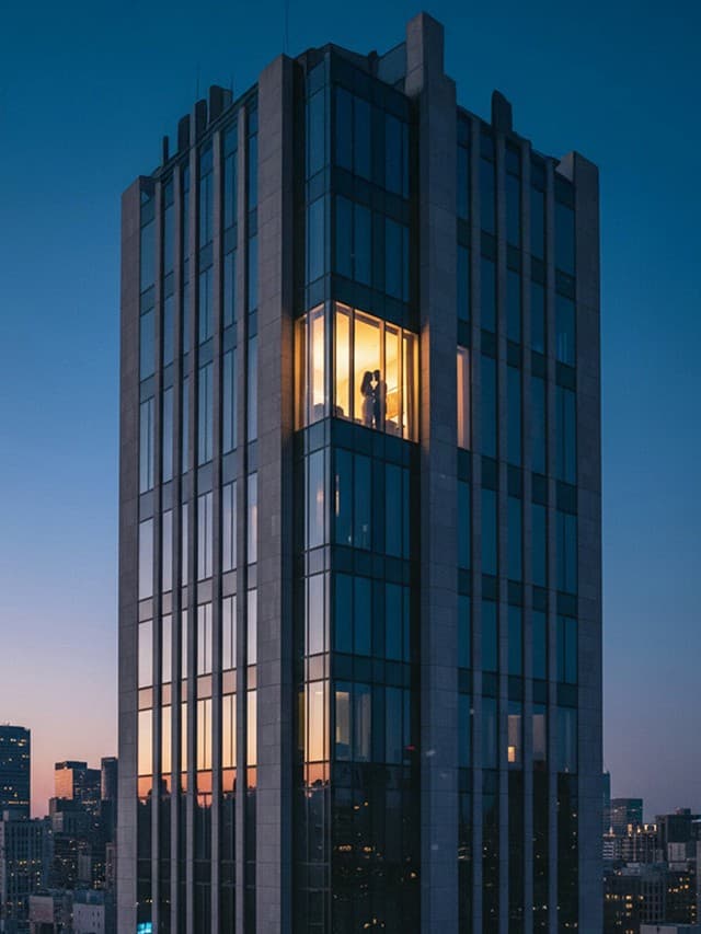 Couple in city at night